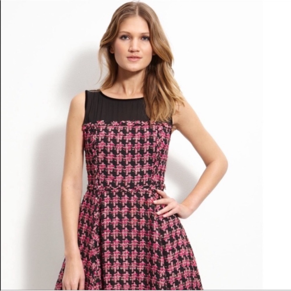 KATE SPADE Julia Pink Tweed Fit & Flare Skater Dress 6